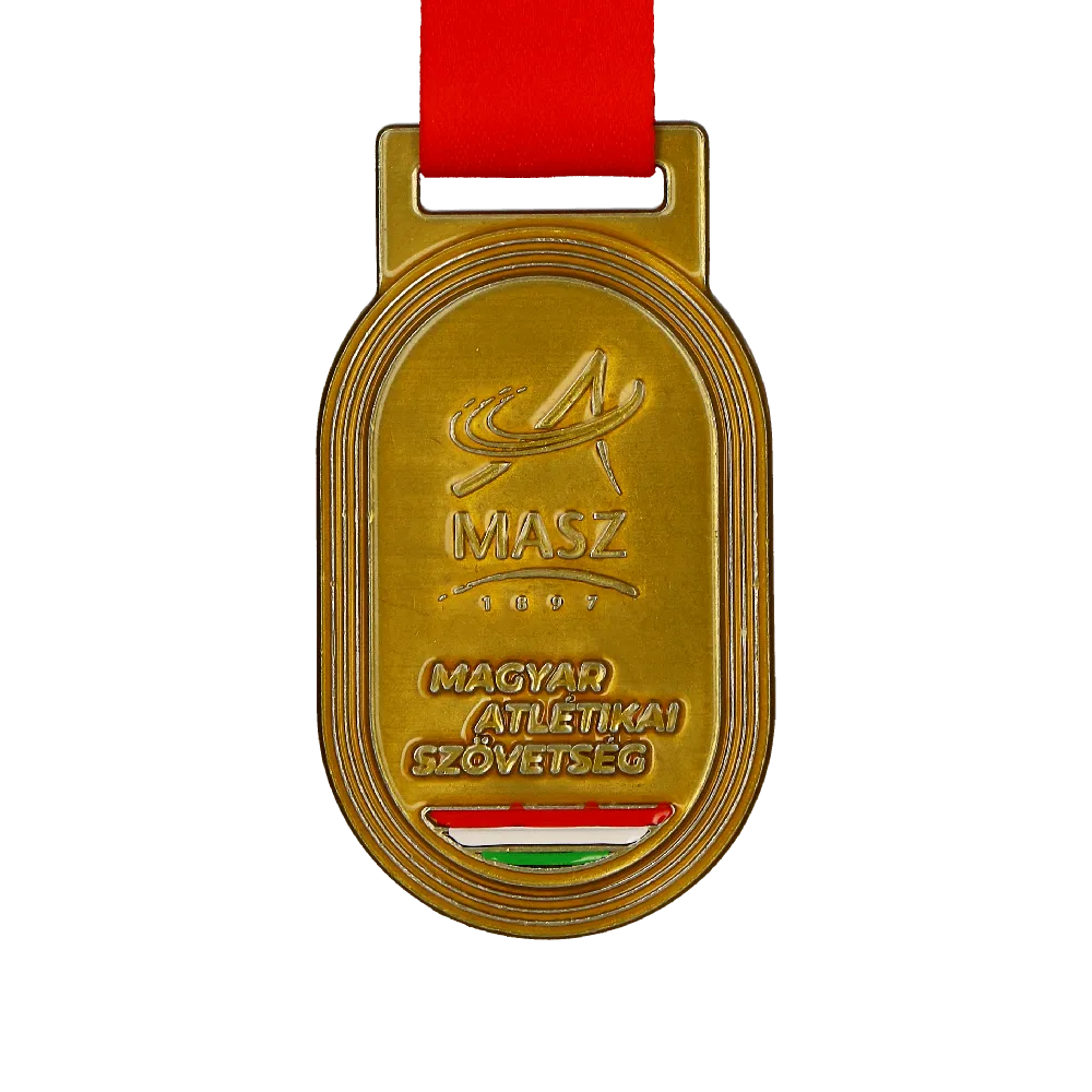 Goldene Medaille in Form einer Leichtathletikbahn