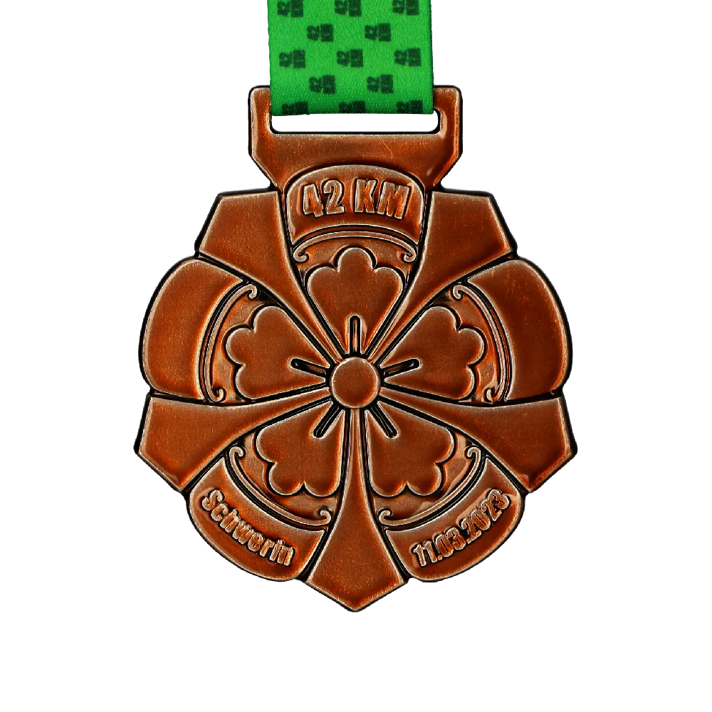 Bronzemedaille mit dem Logo des Veranstalters und dem Datum des Laufs